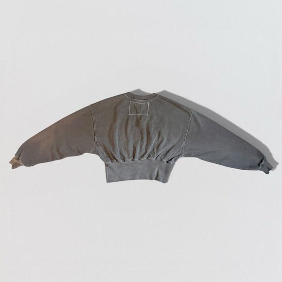 People of Leisure Organic Cotton Cropped Sweatshirt M Gray Cinched Sustainable - Picture 4 of 8